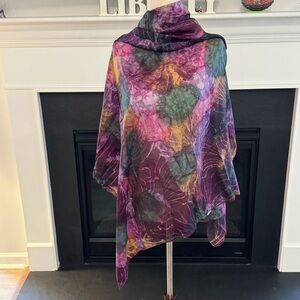 Purple Multicolor Hand-Dyed 100% Silk Shawl / Wrap – Made in India